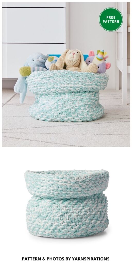 Bernat Knit Nursery Basket - 8 Free Knitted Basket Patterns For Your Home