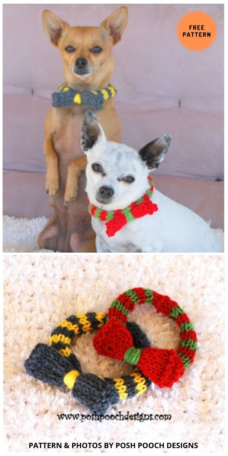 Bowtie Collar for Dogs - 6 Free Easy Dog Collar Knitting Patterns