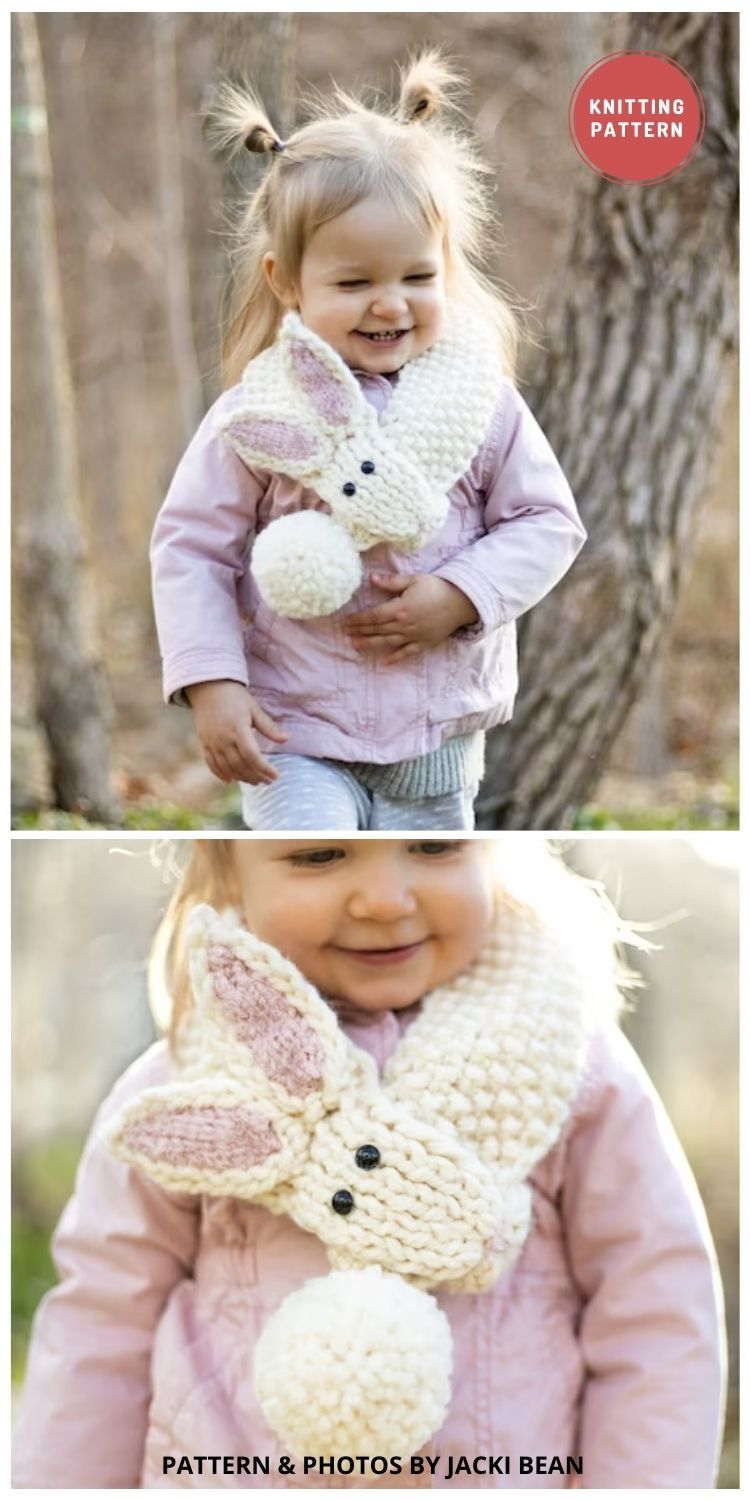Bunny Scarf Knit Pattern - 8 Cute Knitted Animal Scarf Patterns