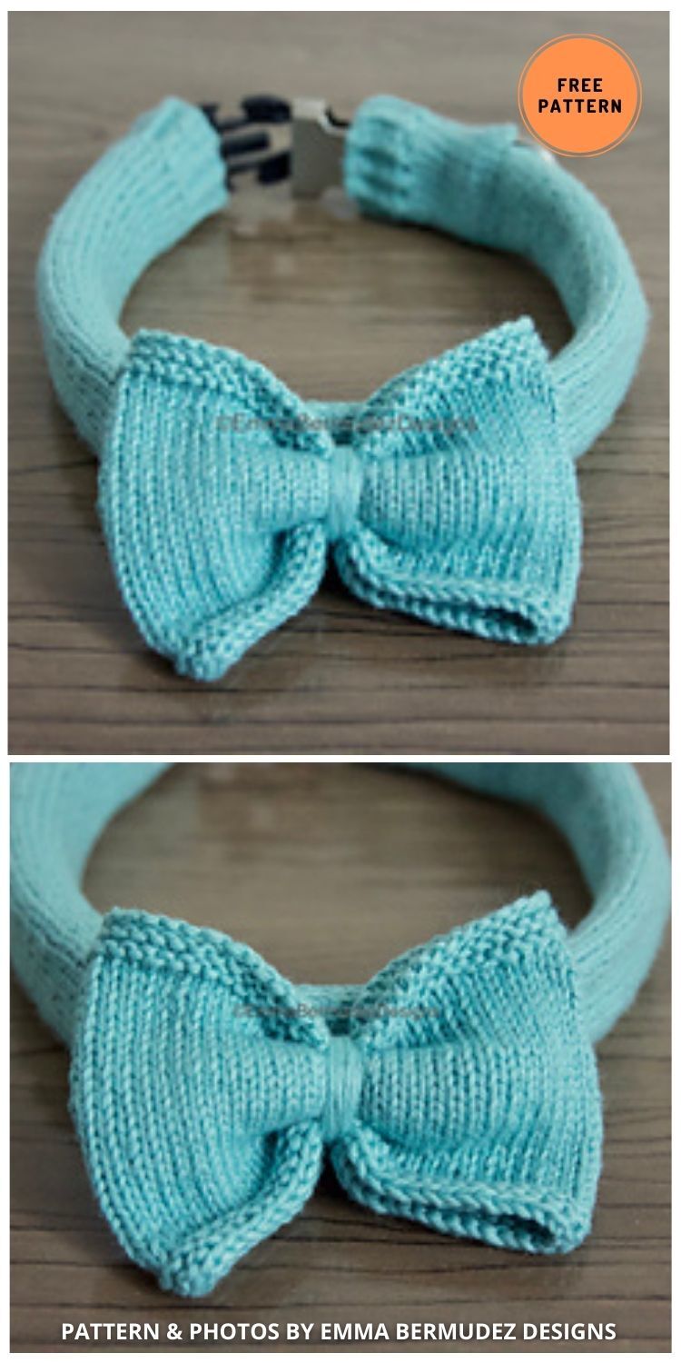 Dog Bowtie & Collar Cover - 6 Free Easy Dog Collar Knitting Patterns