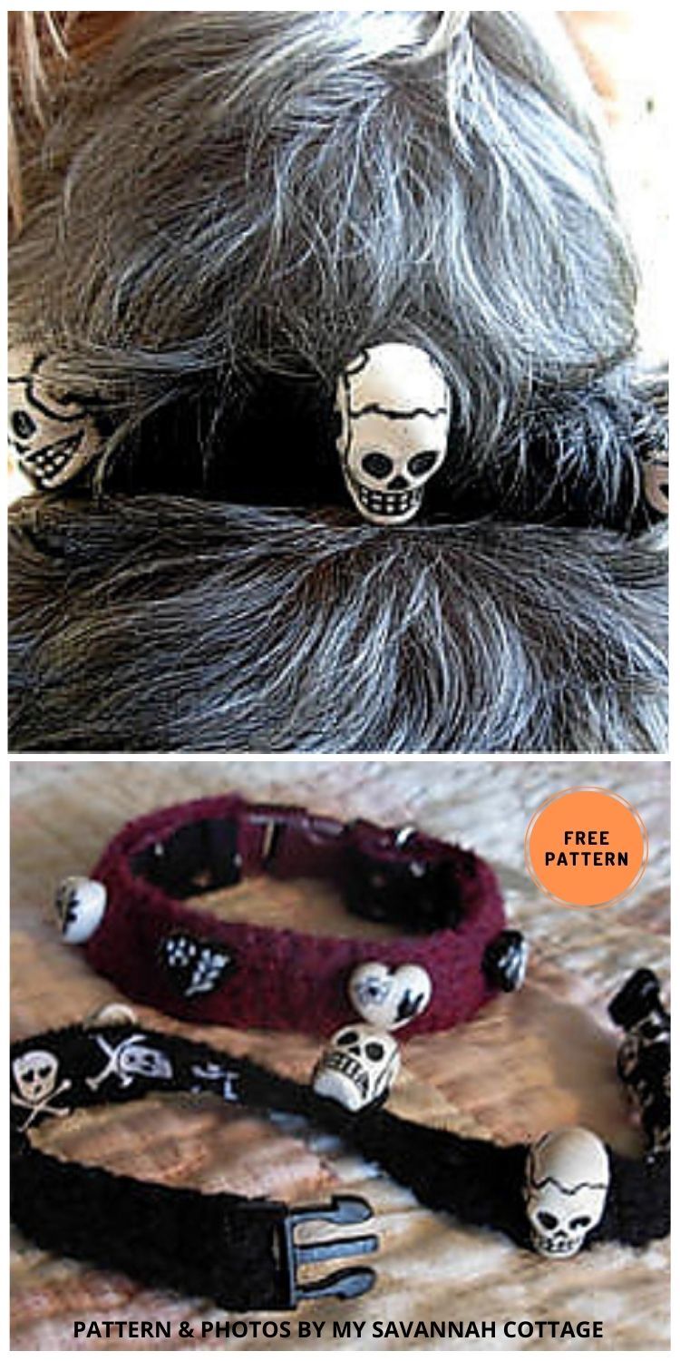 Embellished & Felted Pet Collar - 6 Free Easy Dog Collar Knitting Patterns
