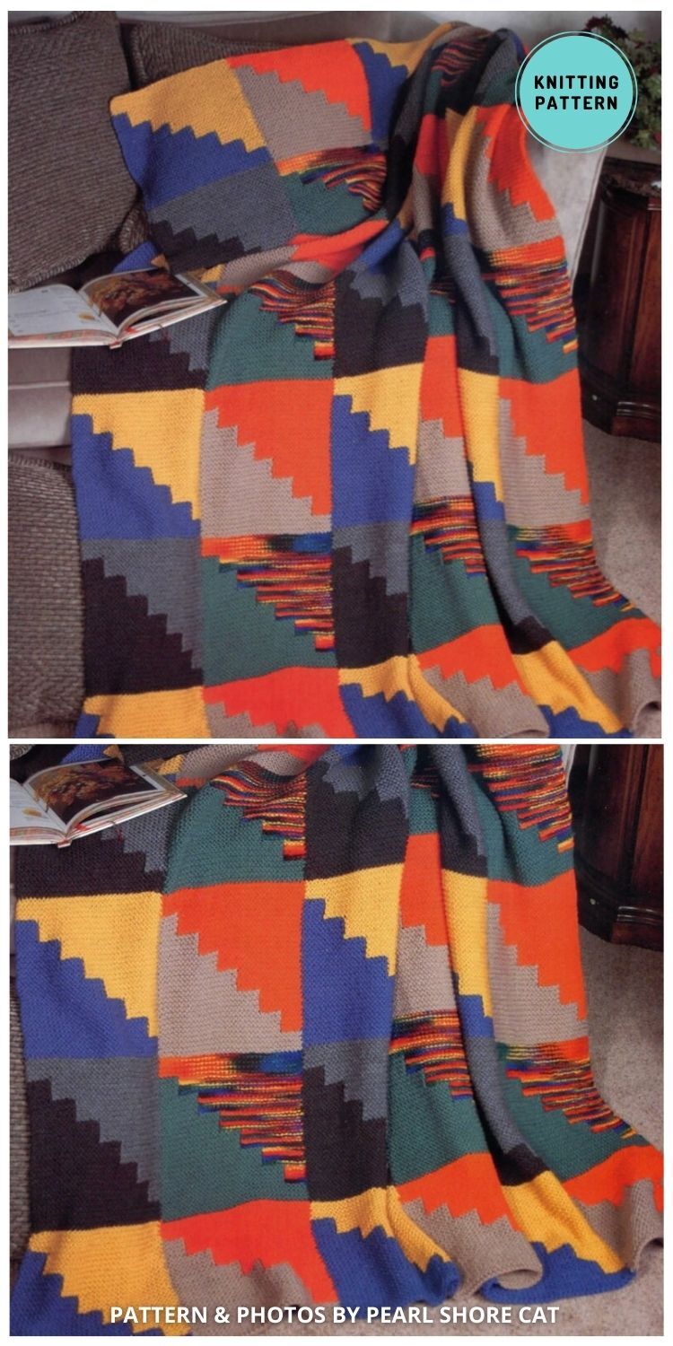 Geometric Afghan - 6 Amazing Knitted Picnic Blanket Patterns For Family Outing