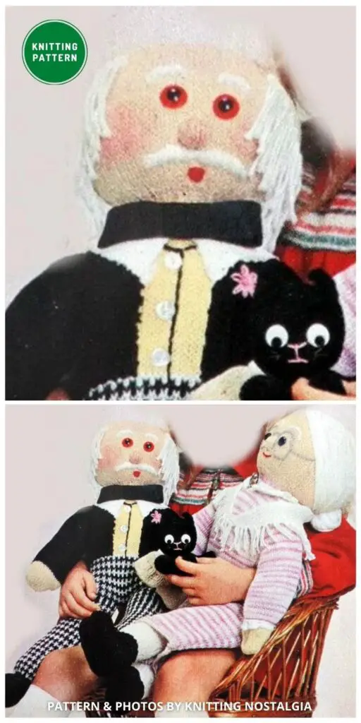 Grandma Grandpa & Pussy Cat Dolls - 8 Best Knitted Grandma & Grandpa Gifts Patterns Ideas
