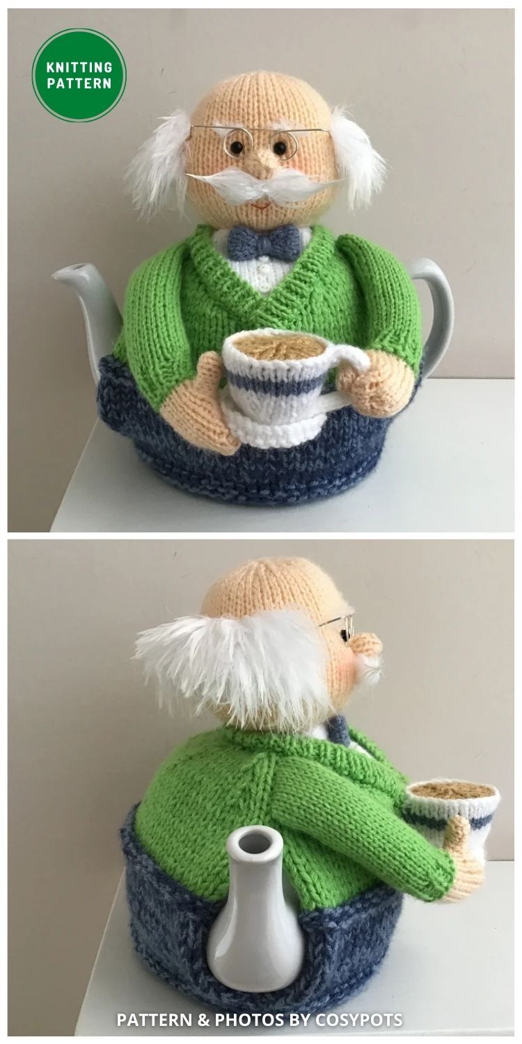 Grandpa Tea Cosy - 8 Best Knitted Grandma & Grandpa Gifts Patterns Ideas