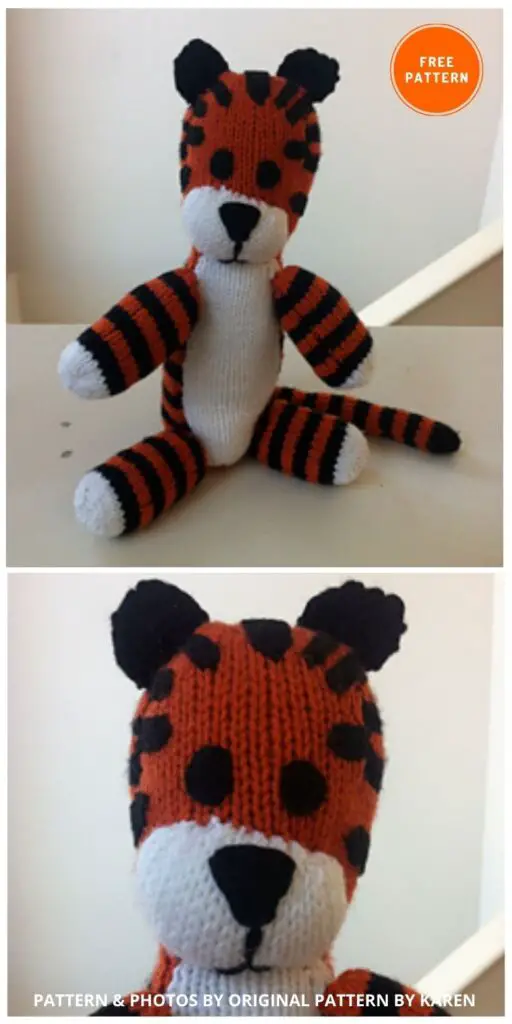 Knitted Hobbes Doll - 7 Cute Knitted Tiger Toy Patterns Ideas
