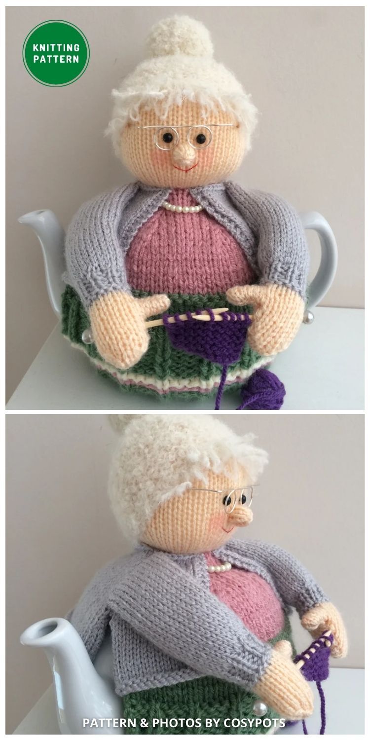 Knitting Nana Tea Cosy - 8 Best Knitted Grandma & Grandpa Gifts Patterns Ideas