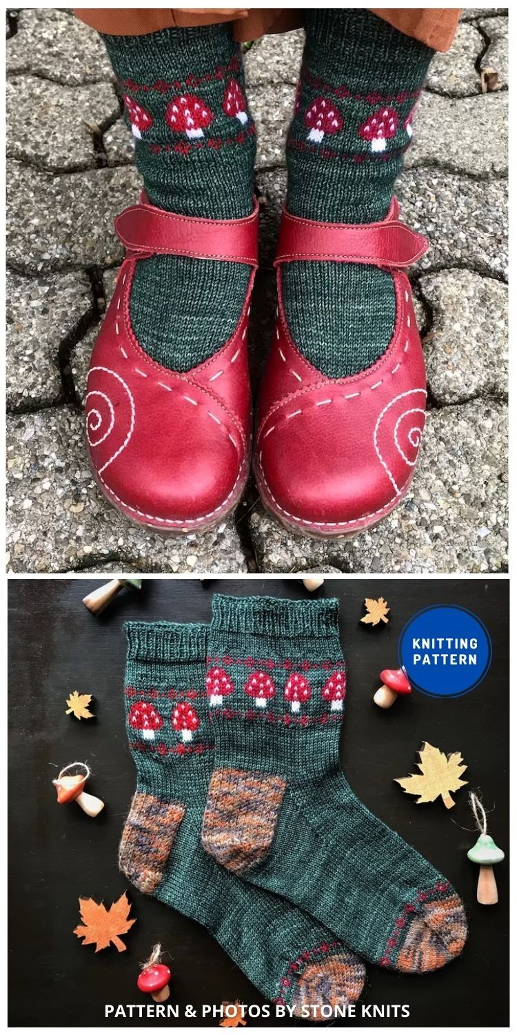 Magic Toadstool Sock - 8 Cozy Knitted Socks Patterns For Winter