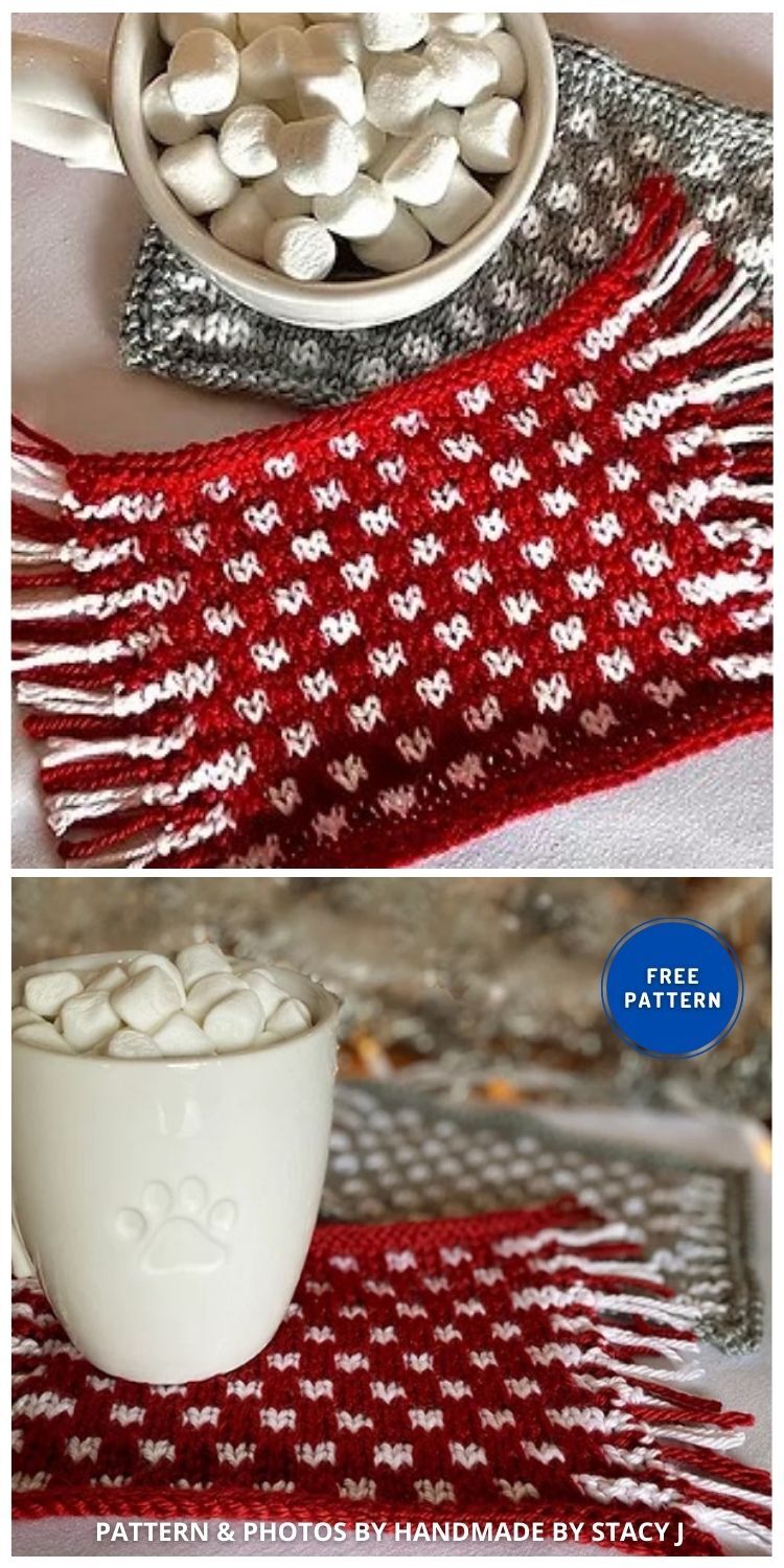 Merry Mat Mug Rug - 9 Free Easy Knitted Coaster Patterns