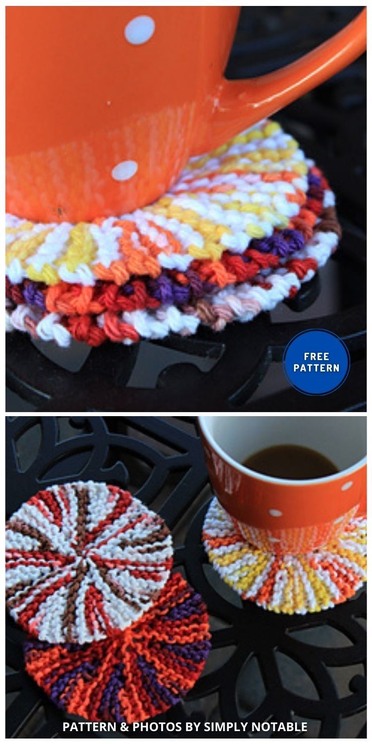 Mini Crazy Eights Dishcloths - 9 Free Easy Knitted Coaster Patterns