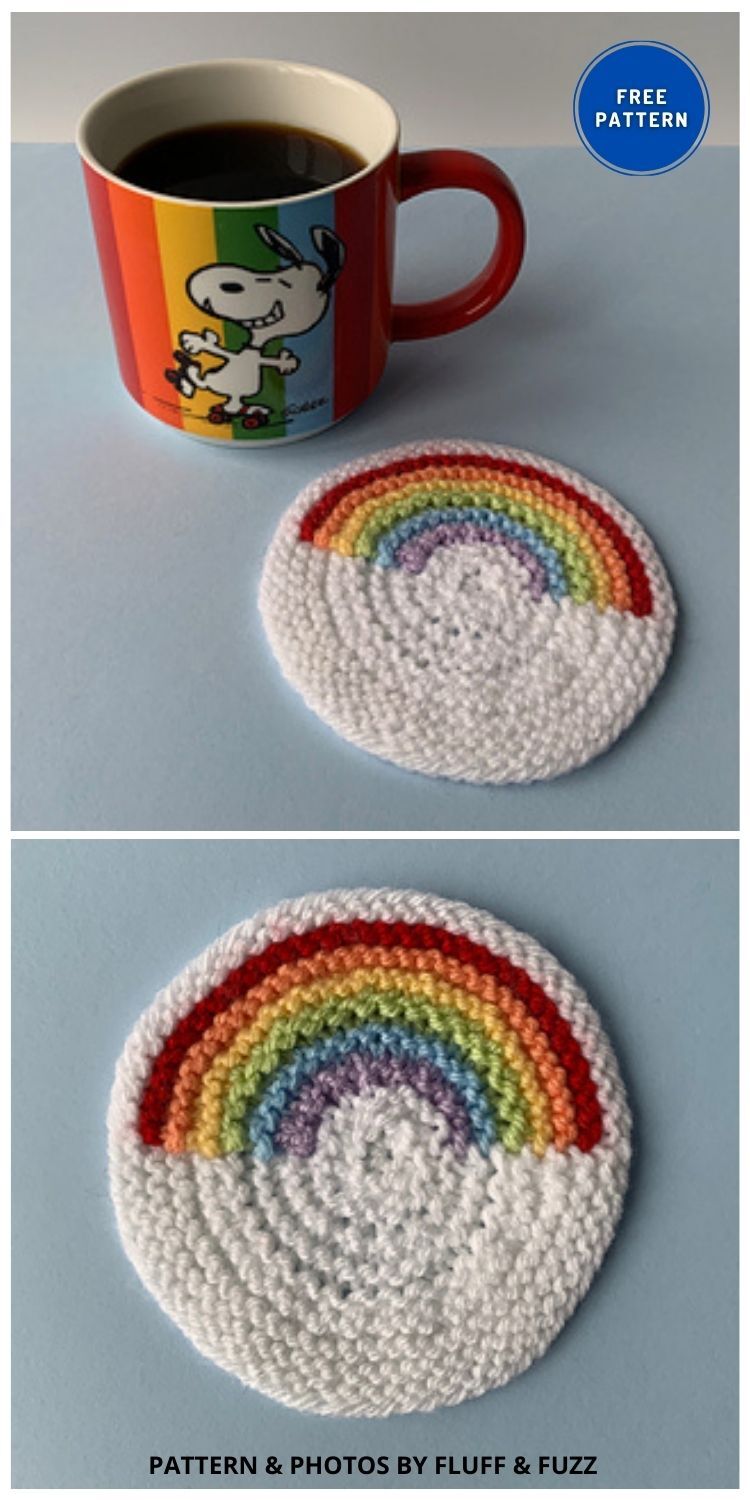 Rainbow Coaster - 9 Free Easy Knitted Coaster Patterns