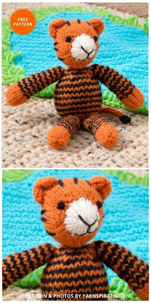 Red Heart Tracy The Tiger - 7 Cute Knitted Tiger Toy Patterns Ideas