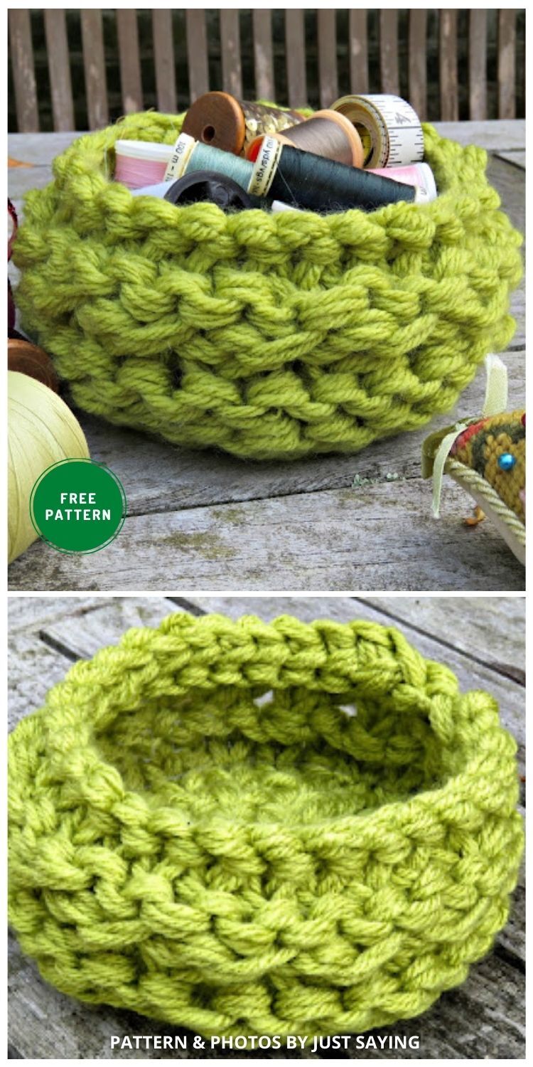 Stash-Busting Knitted Basket - 8 Free Knitted Basket Patterns For Your Home