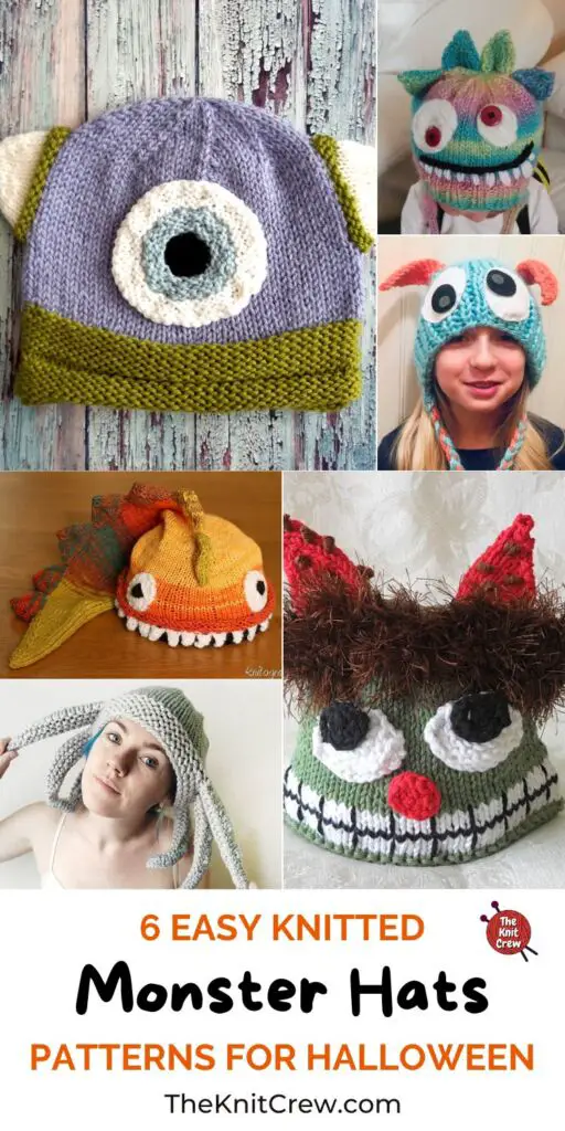 6 Easy Knitted Monster Hat Patterns For Halloween PIN 3