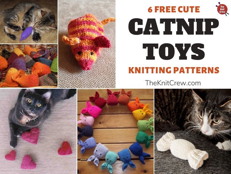 6 Free Cute Catnip Toy Knitting Patterns FB POSTER
