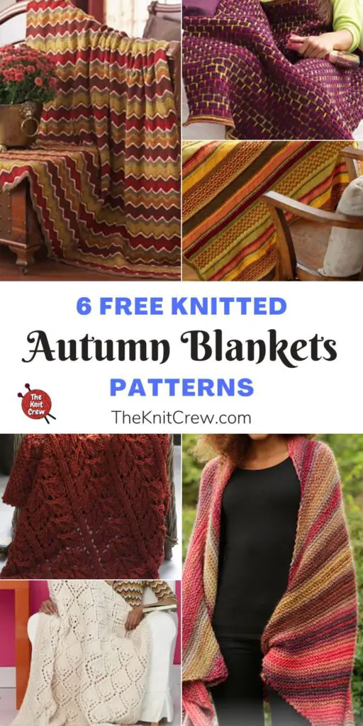 6 Free Knitted Autumn Blanket Patterns PIN 1