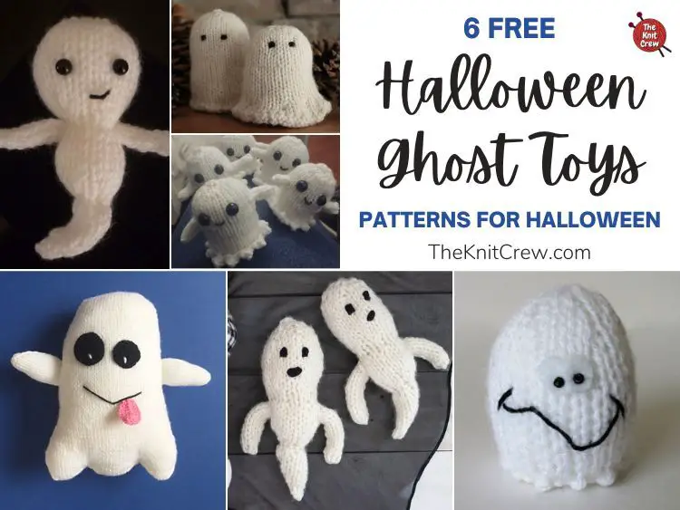 6 Free Halloween Ghost Toy Knitting Patterns FB POSTER