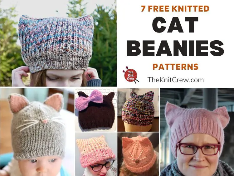 7 Free Knitted Cat Beanie Patterns FB POSTER