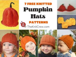 7 Free Knitted Pumpkin Hat Patterns FB POSTER