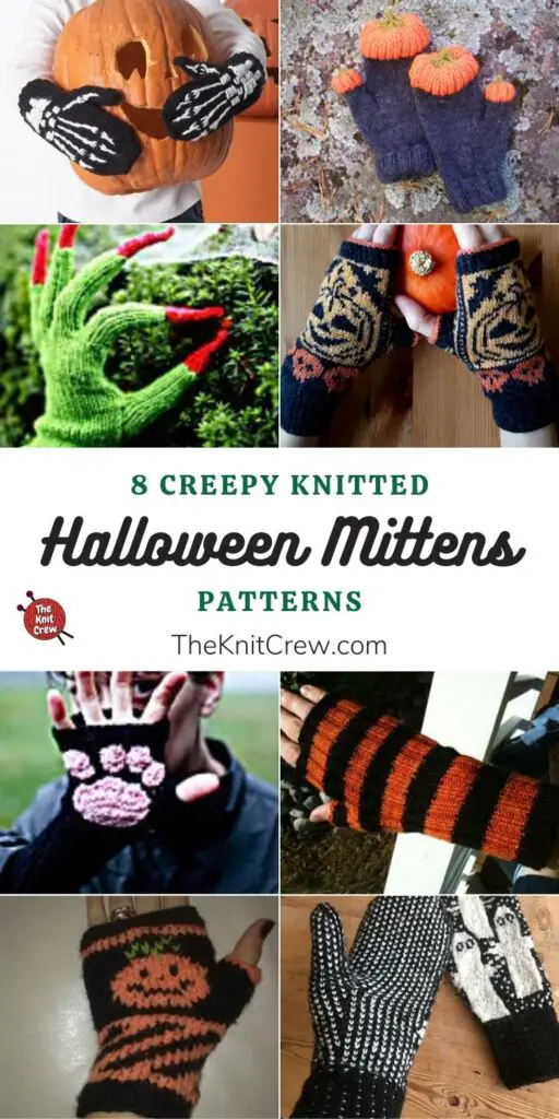 8 Creepy Knitted Halloween Mitten Patterns PIN 1