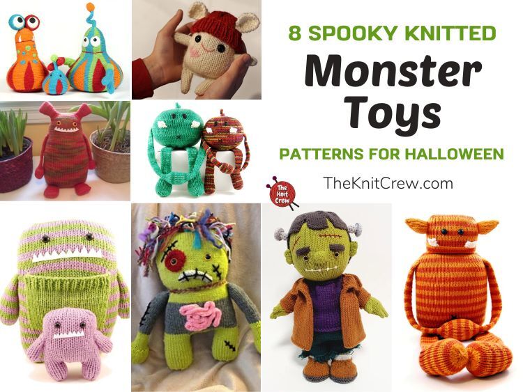 8 Spooky Knitted Monster Toy Patterns For Halloween FB POSTER