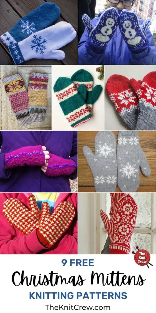 9 Free Christmas Mitten Knitting Patterns PIN 3