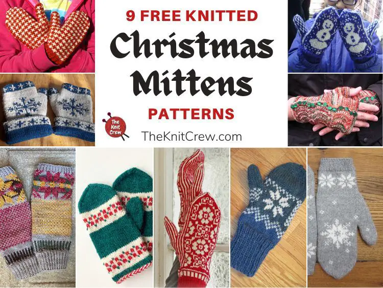 9 Free Knitted Christmas Mitten Patterns FB POSTER