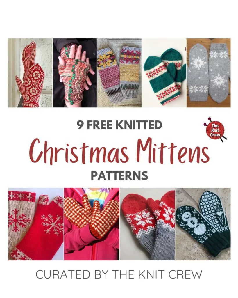 9 Free Knitted Christmas Mitten Patterns PIN 1