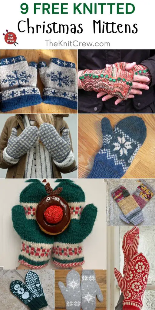 9 Free Knitted Christmas Mittens PIN 2