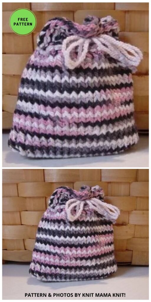 Loom Knitted Gift Pouch - 8 Free Loom Knitting Patterns Ideas