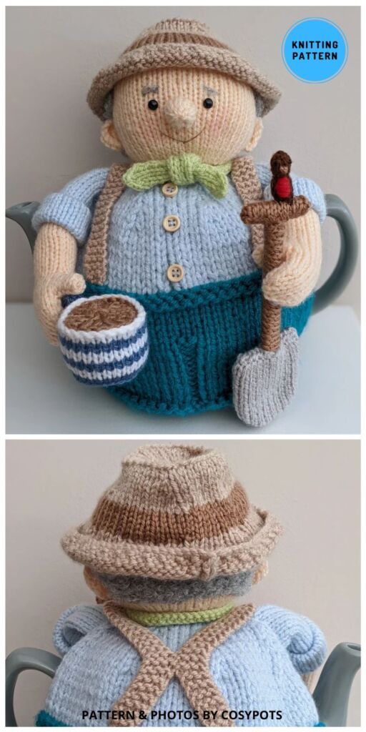 Monty on the Allotment Tea Cosy - 8 Knitted Tea Cozy Patterns To Make