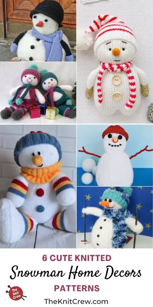 6 Cute Knitted Snowman Home Decor Patterns PIN 3