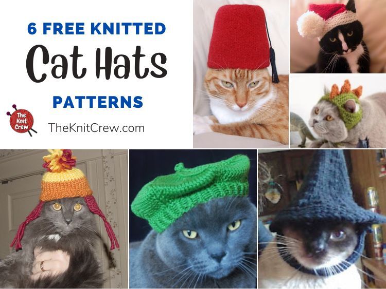 6 Free Knitted Cat Hat Patterns FB POSTER