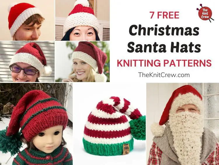 7 Free Christmas Santa Hat Knitting Patterns FB POSTER