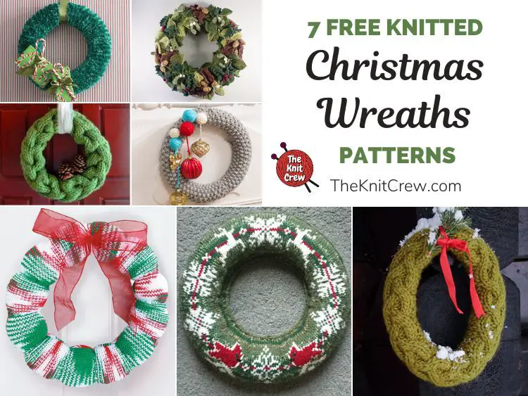 7 Free Knitted Christmas Wreath Patterns FB POSTER