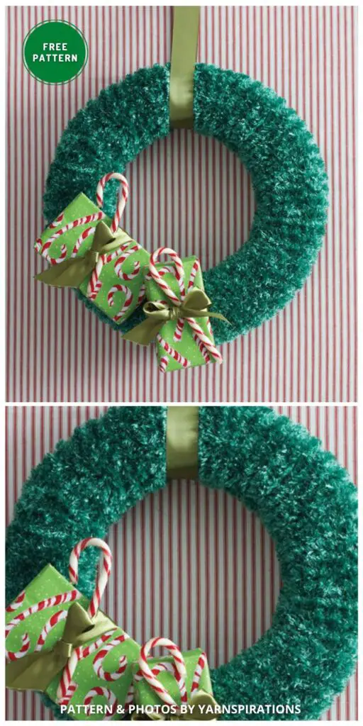 Bernat Holidays Christmas Wreath - 7 Free Knitted Christmas Wreath Patterns