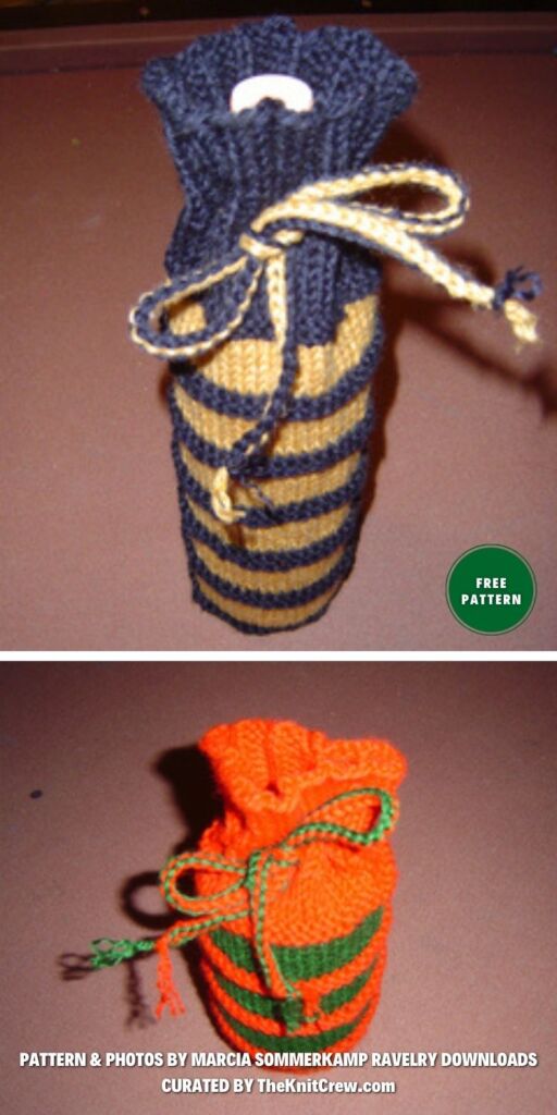 Bottle Cover & Gift Bag - 8 Free Knitted Beer Bottle Cozy Patterns - The Knit Crew
