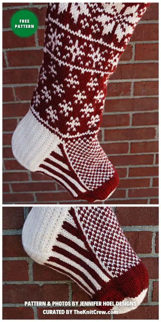 Falling Snow Stocking - 8 Free Knitted Christmas Stocking Patterns