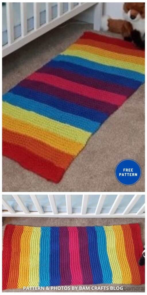 Rainbow Rug - 8 Free Beautiful Knitted Rug Patterns For Your Home