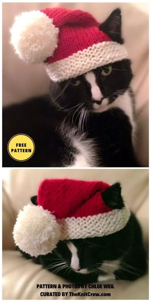 Santa Claws - 6 Free Knitted Cat Hat Patterns
