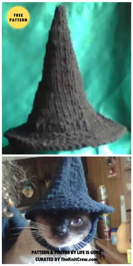Witch Hat for Pets - 6 Free Knitted Cat Hat Patterns