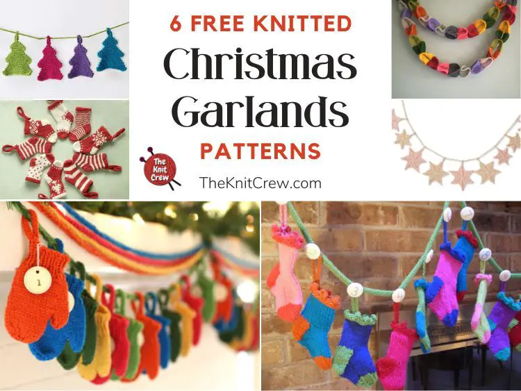 6 Free Knitted Christmas Garland Patterns FB POSTER