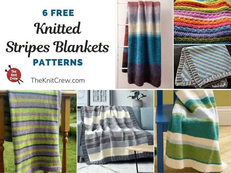 6 Free Knitted Stripes Blanket Patterns FB POSTER