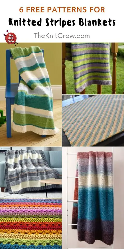 6 Free Patterns For Knitted Stripes Blankets PIN 2