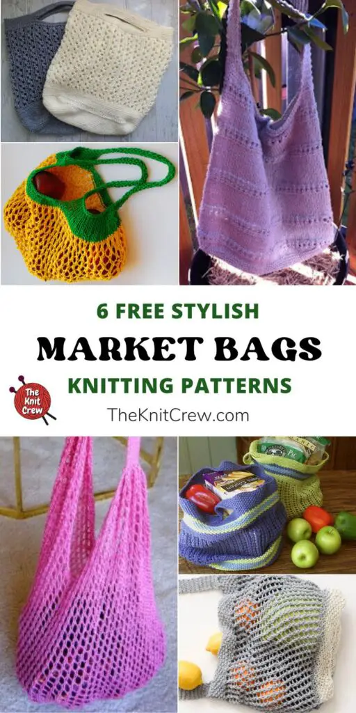 6 Free Stylish Knitted Market Bag Knitting Patterns PIN 1