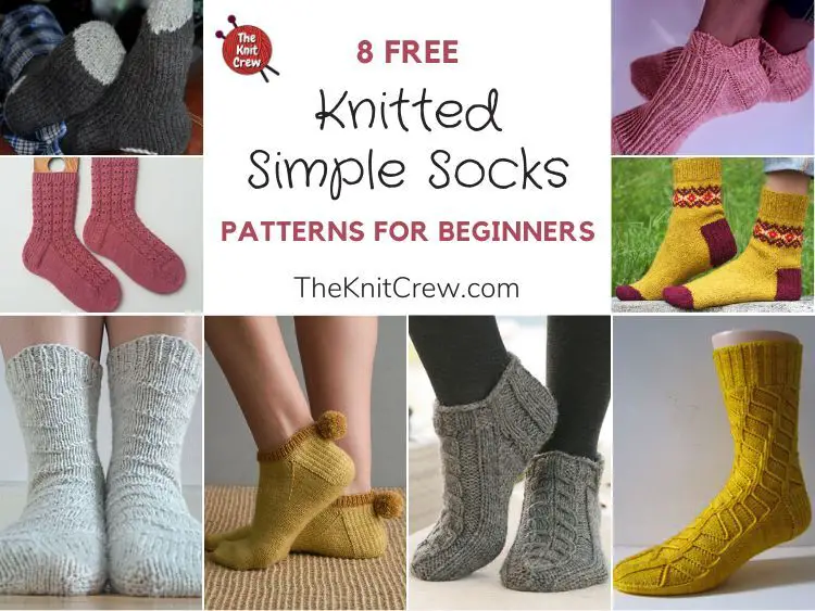 8 Free Simple Socks Knitting Patterns For Beginners FB POSTER