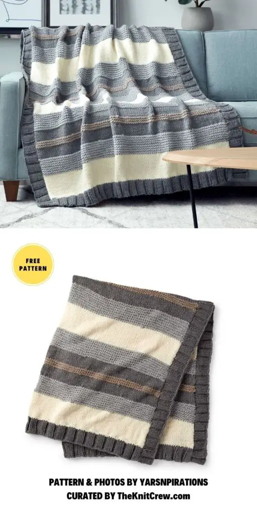 Bernat Simple Stripe Knit Blanket - 6 Free Knitted Stripes Blanket Patterns