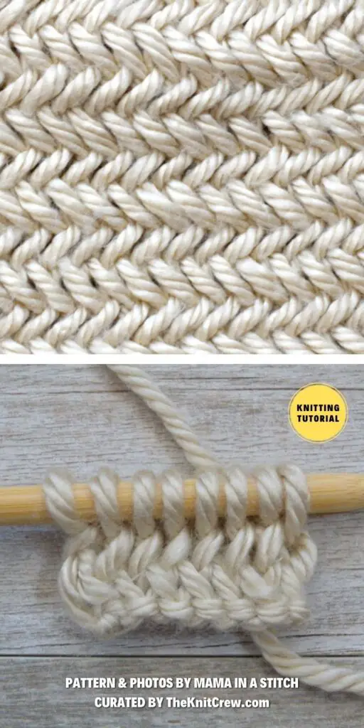 Horizontal Herringbone Stitch - 7 Knitted Textured Stitch Tutorials For Beginners