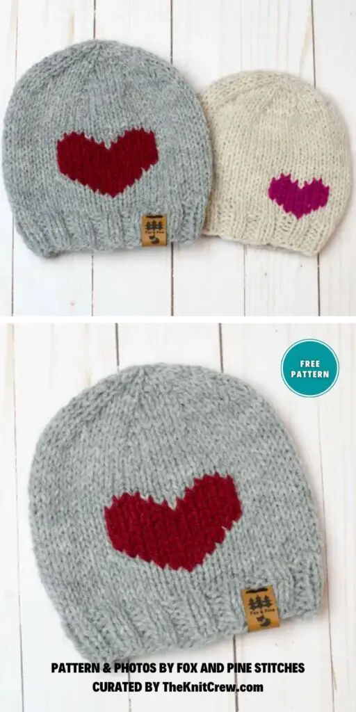 Little Heart Hat Knitting Pattern - 7 Free Knitted Valentines Patterns Ideas
