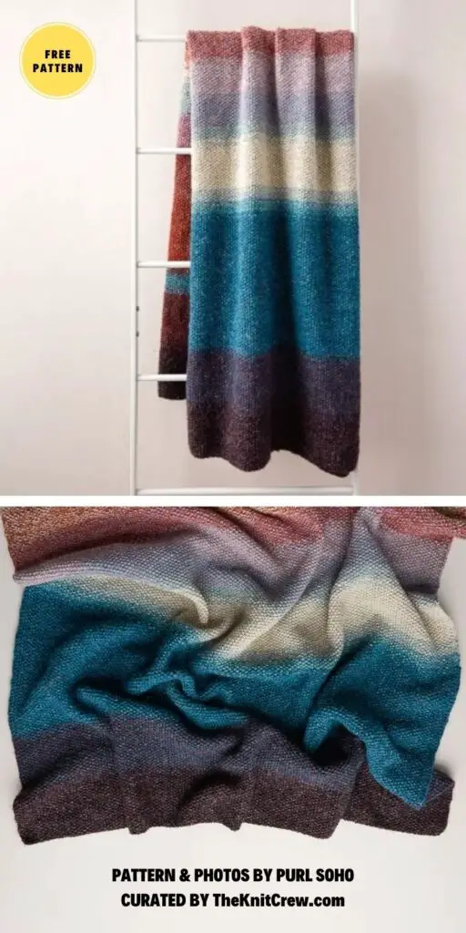 Nature’s Palette Blanket - 6 Free Knitted Stripes Blanket Patterns