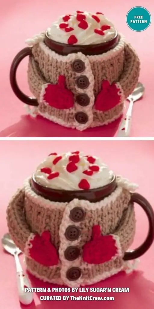 Simple Sweater Mug Cozy - 7 Free Knitted Valentines Patterns Ideas